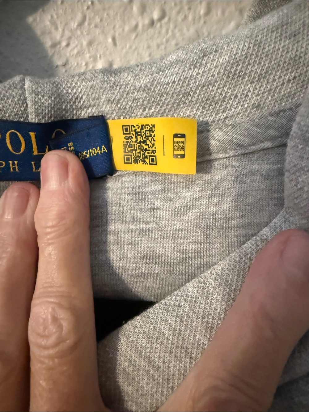 Ralph Lauren Grey Pullover Hoodie with White Sleeve Stripes - Picture 6 of 9